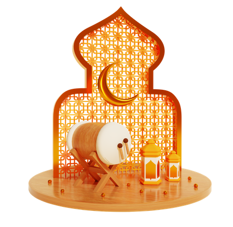 Tambour islamique du Ramadan  3D Illustration