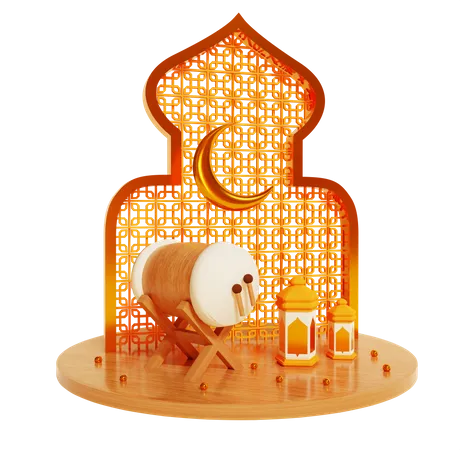 Tambour islamique du Ramadan  3D Illustration