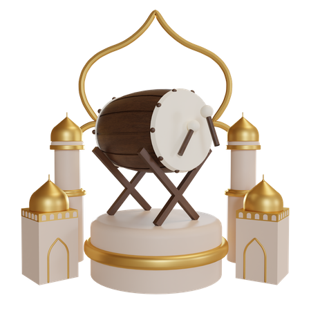 Podium de tambour du ramadan  3D Illustration