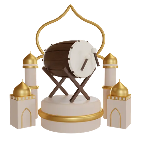 Podium de tambour du ramadan  3D Illustration