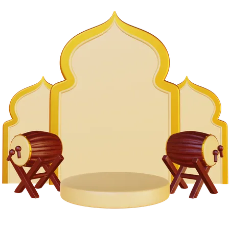 Podium de tambour du ramadan  3D Illustration