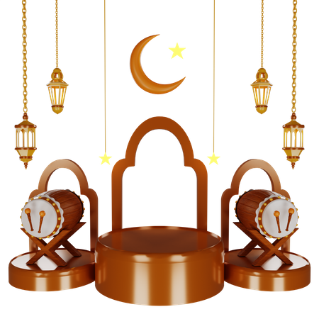 Podium de tambour du ramadan  3D Illustration