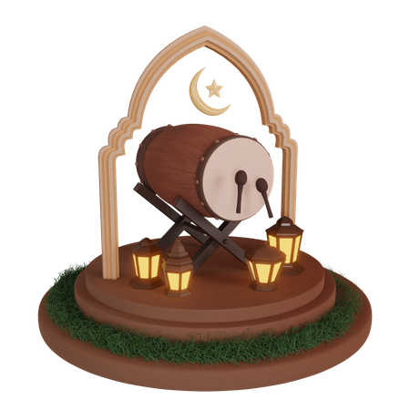 Podium de tambour du ramadan  3D Illustration