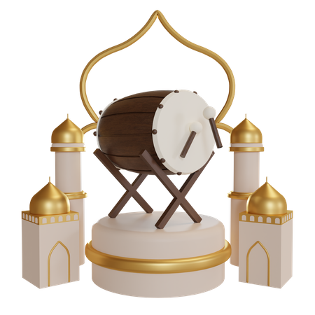 Ramadan Trommel Podium  3D Illustration