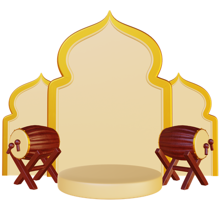 Ramadan Trommel Podium  3D Illustration