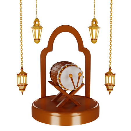 Ramadan Trommel Podium  3D Illustration