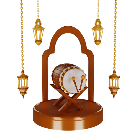 Ramadan Trommel Podium  3D Illustration