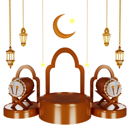 Ramadan Trommel Podium  3D Illustration