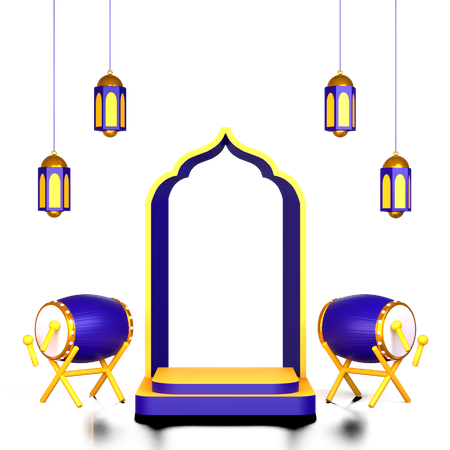 Ramadan Trommel Podium  3D Illustration