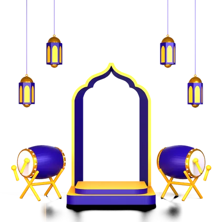 Ramadan Trommel Podium  3D Illustration