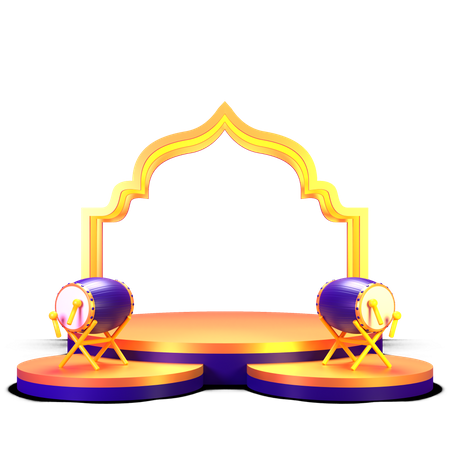 Ramadan Trommel Podium  3D Illustration