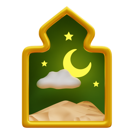 Ramadan Window Desert 3D Illustration