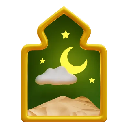 Ramadan Window Desert 3D Illustration
