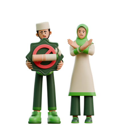 Ramadhan couples prohibited from smoking  3D Icon