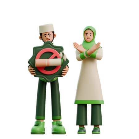 Ramadhan couples prohibited from smoking  3D Illustration