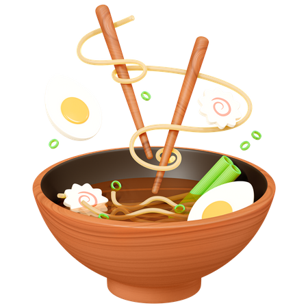 Ramen with noodles and chopsticks  3D Icon