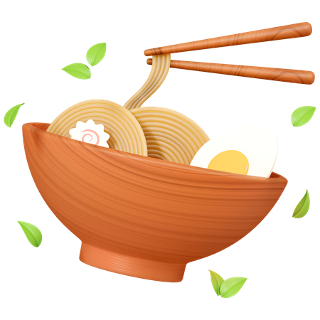 Ramen with noodles and egg  3D Icon