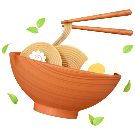 Ramen with noodles and egg 3D Icon