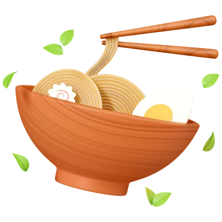 Ramen with noodles and egg 3D Icon