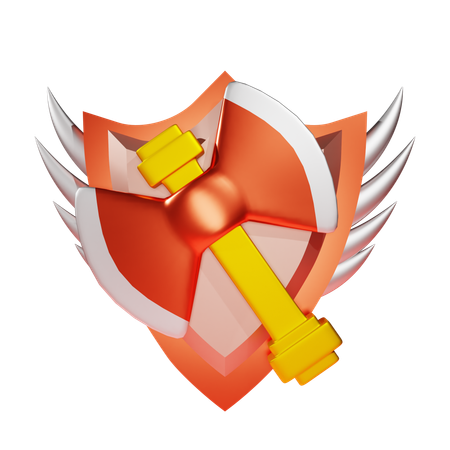 Rango de luchador con martillo amarillo y alas rojas  3D Icon