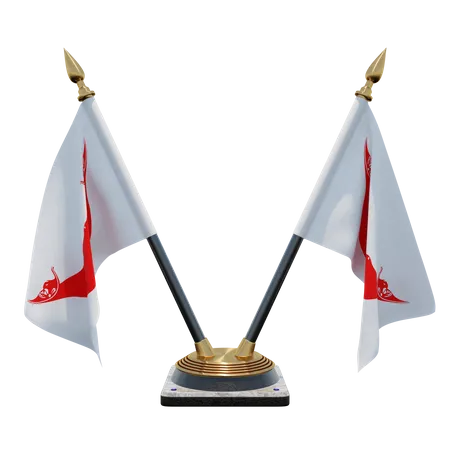 Rapa Nui Chile Double Desk Flag Stand  3D Flag