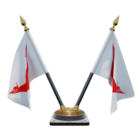 Rapa Nui Chile Double (V) Desk Flag Stand  3D Icon