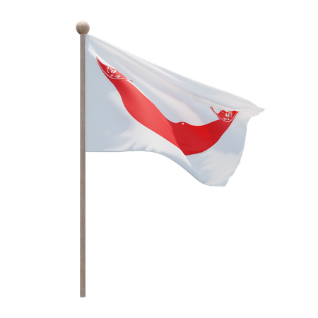 Rapa Nui Chile Flag Pole  3D Flag