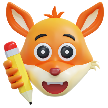 Raposa escrevendo emoticon  3D Icon