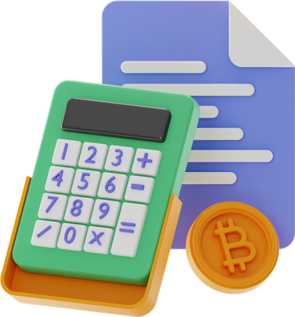 Rapport comptable Bitcoin  3D Illustration
