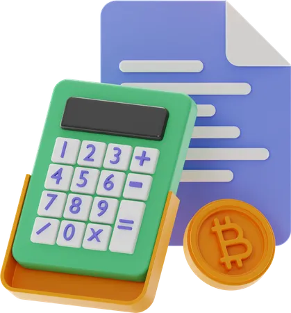 Rapport comptable Bitcoin  3D Illustration