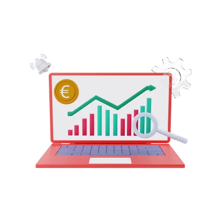 Le rapport d'analyse de l'euro augmente  3D Illustration