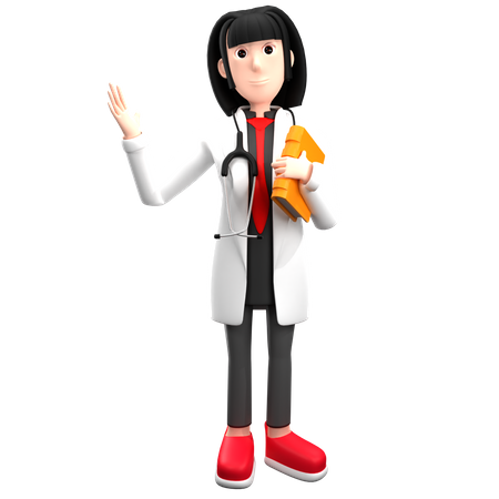 Docteur tenant un rapport  3D Illustration