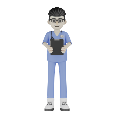 Docteur tenant un rapport  3D Illustration