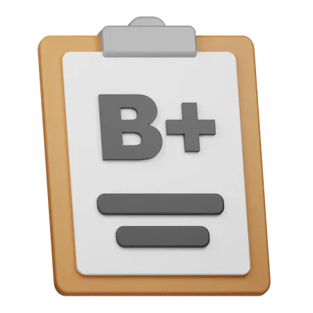 Rapport de note B+  3D Icon