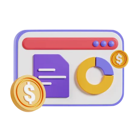 Rapport financier en ligne  3D Icon