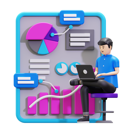 Reporting de données commerciales  3D Illustration