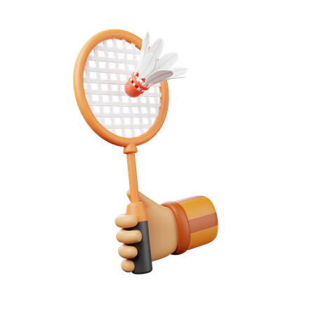 Mão pegar raquete de badminton  3D Illustration