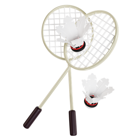 Raquetes e petecas de badminton  3D Icon