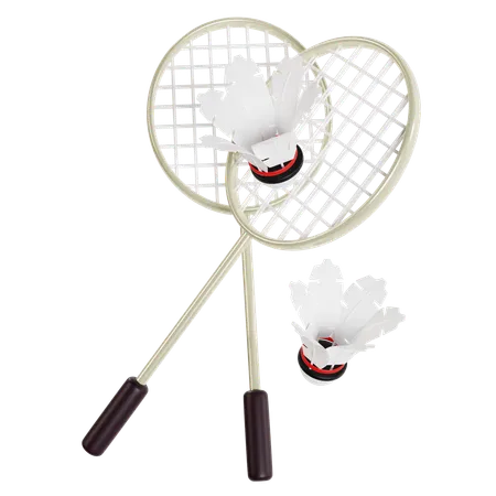 Raquetes e petecas de badminton  3D Icon