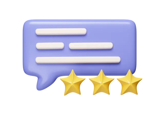 3 D Comment And Star Rate Review Customer Experience Quality Service Excellent Feedback Icon Isolated On White Background 3 D Rendering Illustration Clipping Path 3D Icon