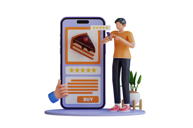 Rating on the food app  3D Illustration