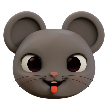 Ratón sacando la lengua emoji  3D Icon