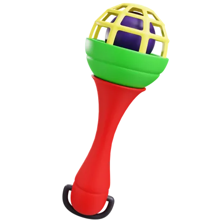 3 D Rattle Toy With Isolated Background 3D Icon