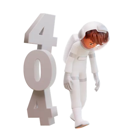 Raumfahrer mit 404-Fehler  3D Illustration