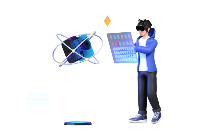 Entwicklung von Spatial Computing  3D Illustration