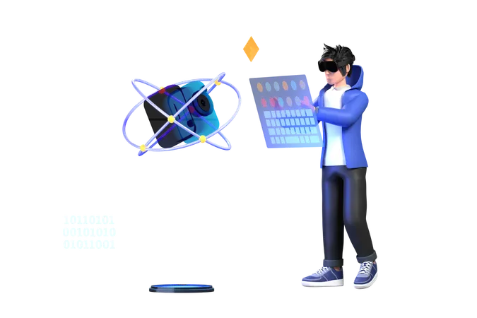 Entwicklung von Spatial Computing  3D Illustration