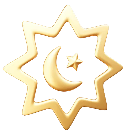 Rayo de luna estrella  3D Icon