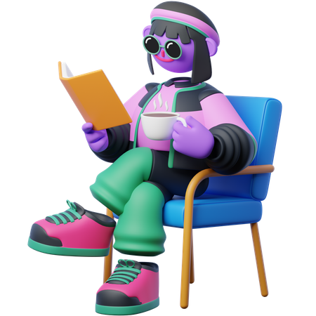 Reading A Book While Drinking Coffee  3D Icon