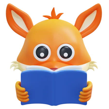 Reading Book Fox Emoticon 3 D Icon Illustration 3D Icon