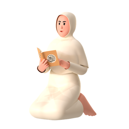 Reading Quran Female  3D Illustration